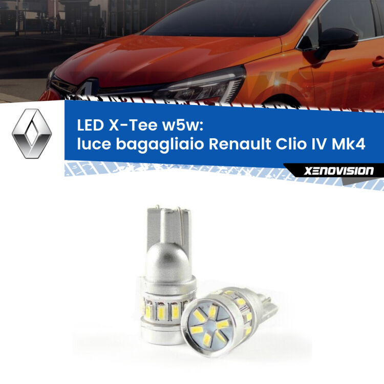 <strong>LED luce bagagliaio per Renault Clio IV</strong> Mk4 2012 - 2018. Lampade <strong>W5W</strong> modello X-Tee Xenovision top di gamma.