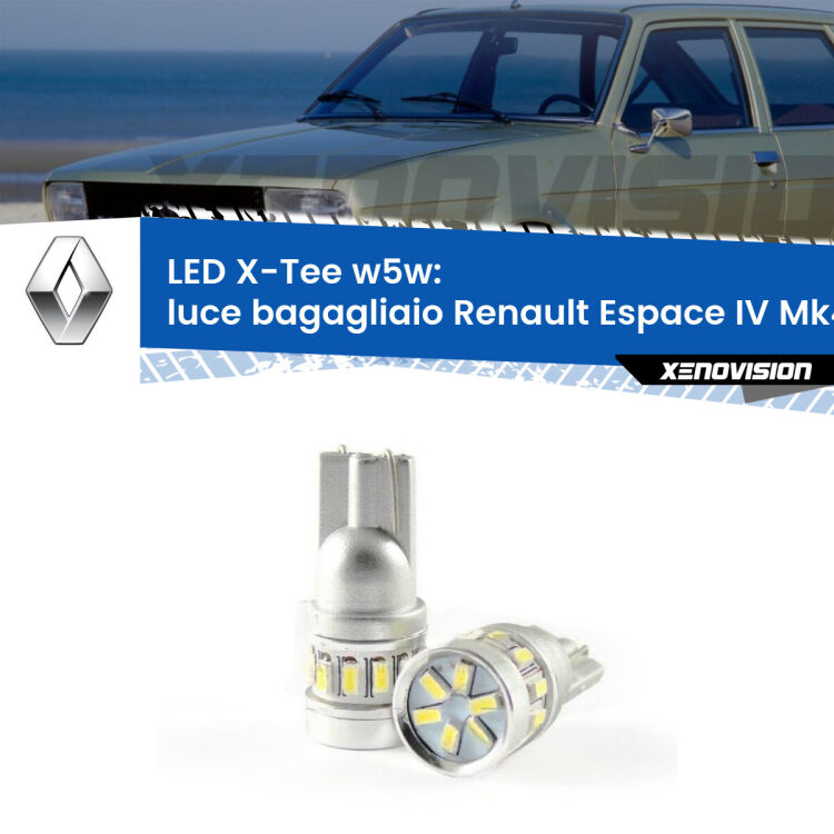 <strong>LED luce bagagliaio per Renault Espace IV</strong> Mk4 2006 - 2015. Lampade <strong>W5W</strong> modello X-Tee Xenovision top di gamma.