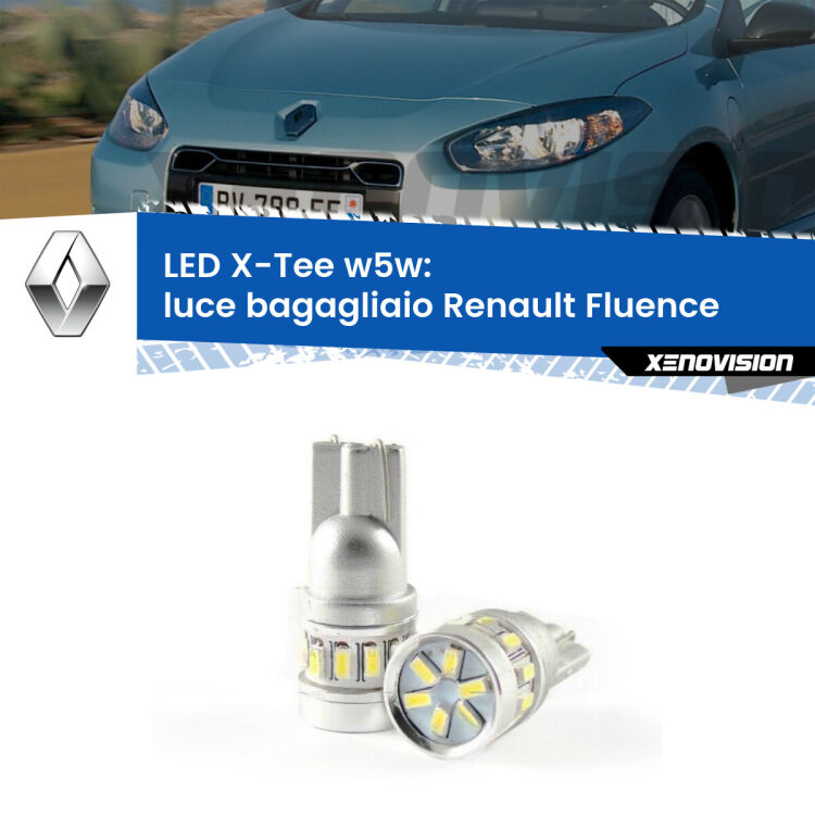 <strong>LED luce bagagliaio per Renault Fluence</strong>  2010 - 2015. Lampade <strong>W5W</strong> modello X-Tee Xenovision top di gamma.