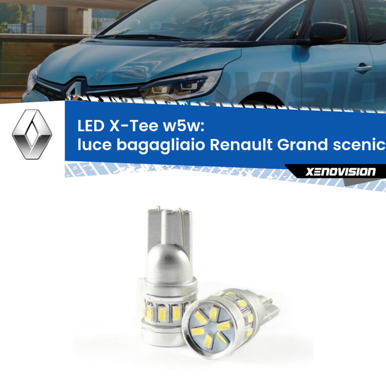 <strong>LED luce bagagliaio per Renault Grand scenic III</strong> Mk3 2009 - 2015. Lampade <strong>W5W</strong> modello X-Tee Xenovision top di gamma.