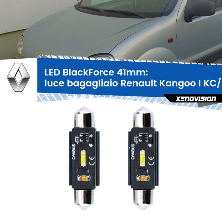 <strong>Luce Bagagliaio LED per Renault Kangoo I</strong> KC/KC 1997 - 2006. Coppia lampade <strong>C5W</strong> 41mm modello BlackForce canbus.