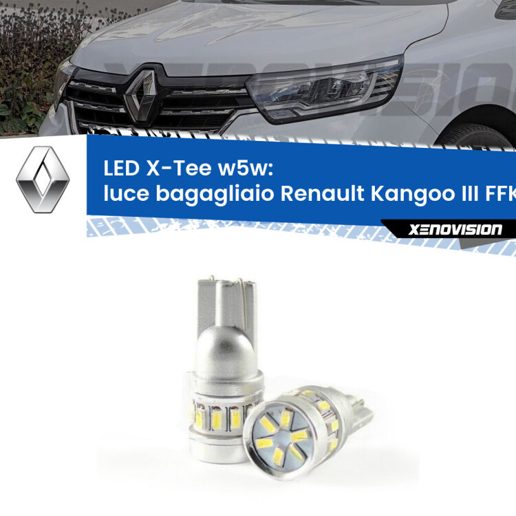 <strong>LED luce bagagliaio per Renault Kangoo III</strong> FFK/KFK 2021 in poi. Lampade <strong>W5W</strong> modello X-Tee Xenovision top di gamma.