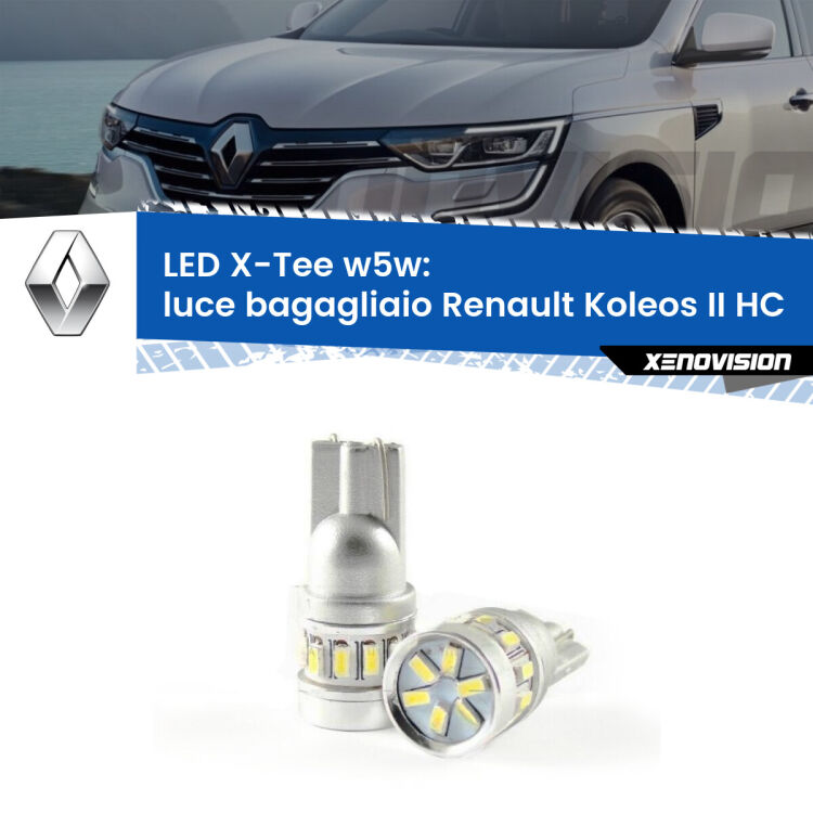 <strong>LED luce bagagliaio per Renault Koleos II</strong> HC 2016 in poi. Lampade <strong>W5W</strong> modello X-Tee Xenovision top di gamma.