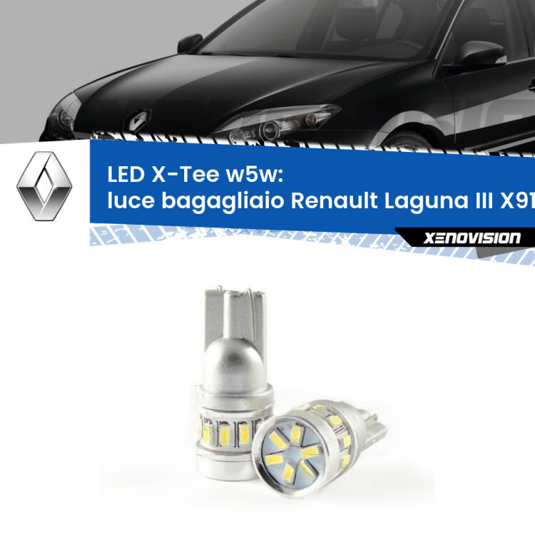 <strong>LED luce bagagliaio per Renault Laguna III</strong> X91 2007 - 2015. Lampade <strong>W5W</strong> modello X-Tee Xenovision top di gamma.