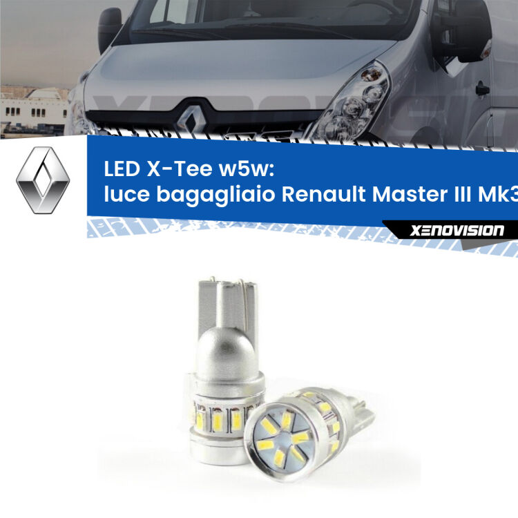 <strong>LED luce bagagliaio per Renault Master III</strong> Mk3 2010 in poi. Lampade <strong>W5W</strong> modello X-Tee Xenovision top di gamma.