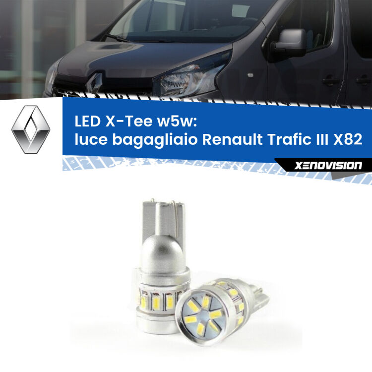 <strong>LED luce bagagliaio per Renault Trafic III</strong> X82 2014 in poi. Lampade <strong>W5W</strong> modello X-Tee Xenovision top di gamma.