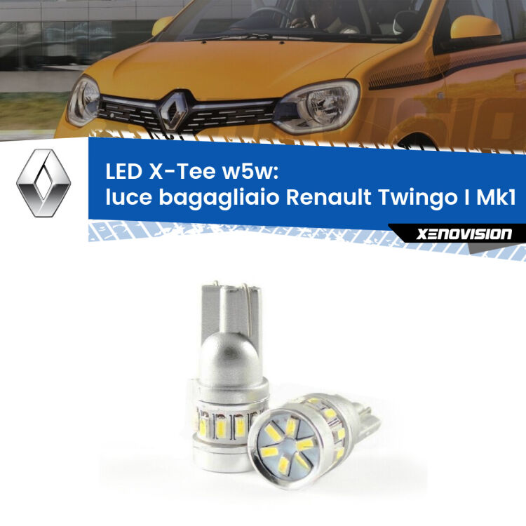 <strong>LED luce bagagliaio per Renault Twingo I</strong> Mk1 1993 - 2006. Lampade <strong>W5W</strong> modello X-Tee Xenovision top di gamma.