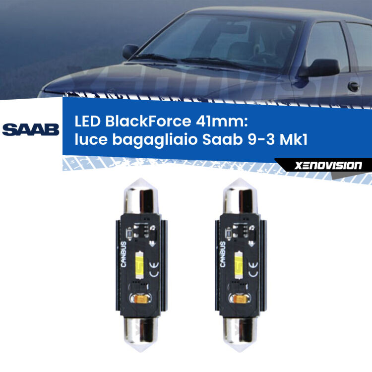 <strong>Luce Bagagliaio LED per Saab 9-3</strong> Mk1 1998 - 2002. Coppia lampade <strong>C5W</strong> 41mm modello BlackForce canbus.