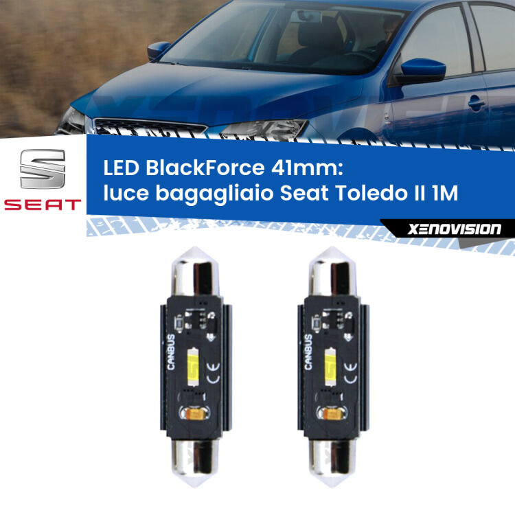 <strong>Luce Bagagliaio LED per Seat Toledo II</strong> 1M 1998 - 2006. Coppia lampade <strong>C5W</strong> 41mm modello BlackForce canbus.