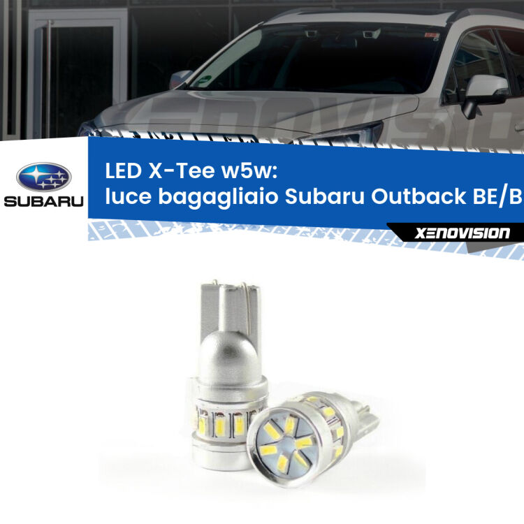 <strong>LED luce bagagliaio per Subaru Outback</strong> BE/BH 2000 - 2003. Lampade <strong>W5W</strong> modello X-Tee Xenovision top di gamma.