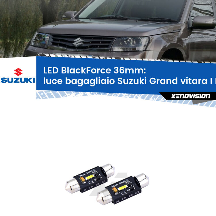 <strong>LED luce bagagliaio 36mm per Suzuki Grand vitara I</strong> FT, HT 1998 - 2006. Coppia lampadine <strong>C5W</strong>modello BlackForce Xenovision.