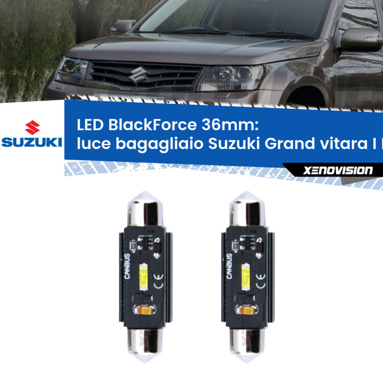 <strong>Luce Bagagliaio LED per Suzuki Grand vitara I</strong> FT, HT 1998 - 2006. Coppia lampade <strong>C5W</strong> 36mm modello BlackForce canbus.