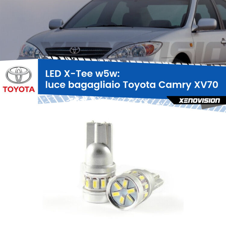 <strong>LED luce bagagliaio per Toyota Camry</strong> XV70 2017 in poi. Lampade <strong>W5W</strong> modello X-Tee Xenovision top di gamma.