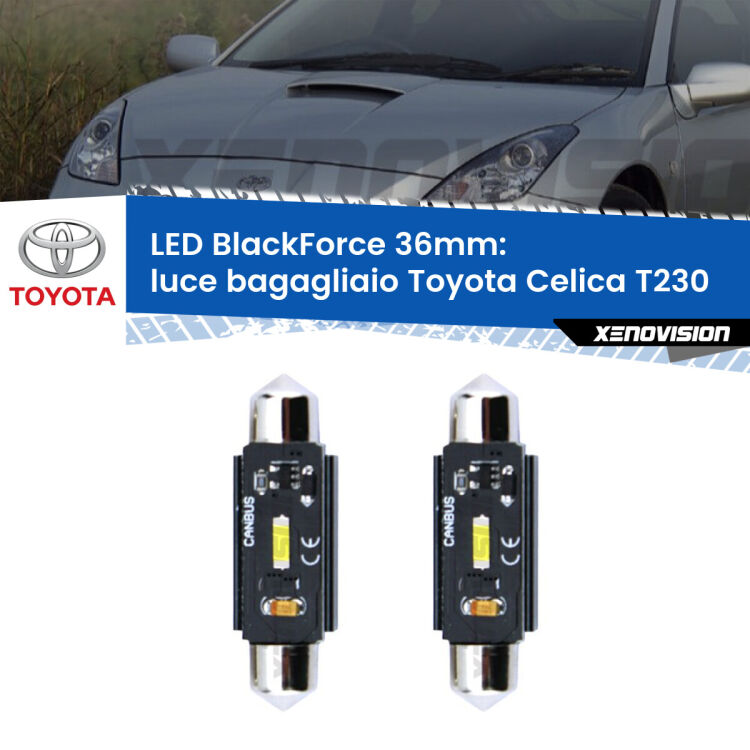 <strong>Luce Bagagliaio LED per Toyota Celica</strong> T230 1999 - 2005. Coppia lampade <strong>C5W</strong> 36mm modello BlackForce canbus.