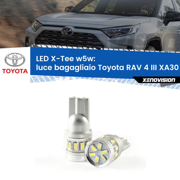 <strong>LED luce bagagliaio per Toyota RAV 4 III</strong> XA30 2005 - 2014. Lampade <strong>W5W</strong> modello X-Tee Xenovision top di gamma.