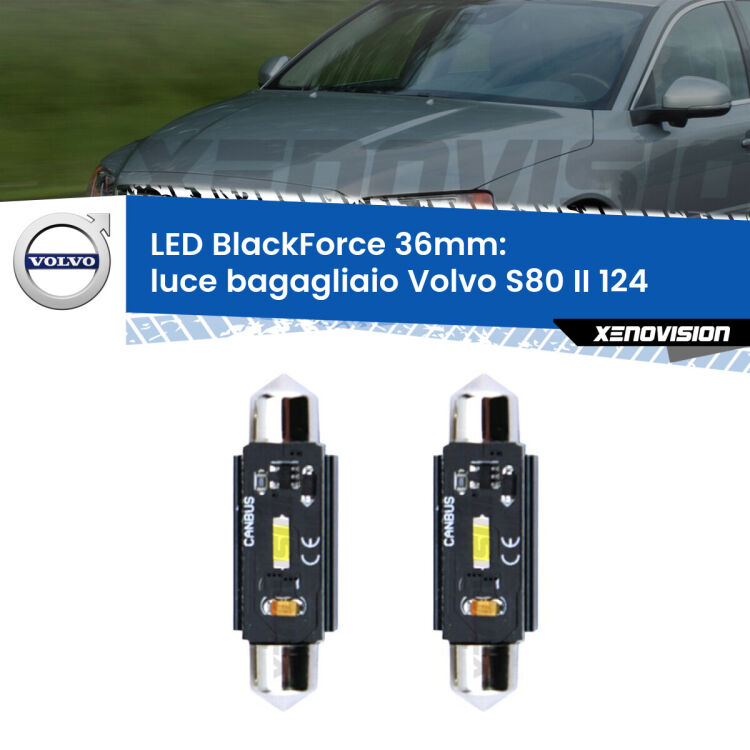 <strong>Luce Bagagliaio LED per Volvo S80 II</strong> 124 2006 - 2016. Coppia lampade <strong>C5W</strong> 36mm modello BlackForce canbus.