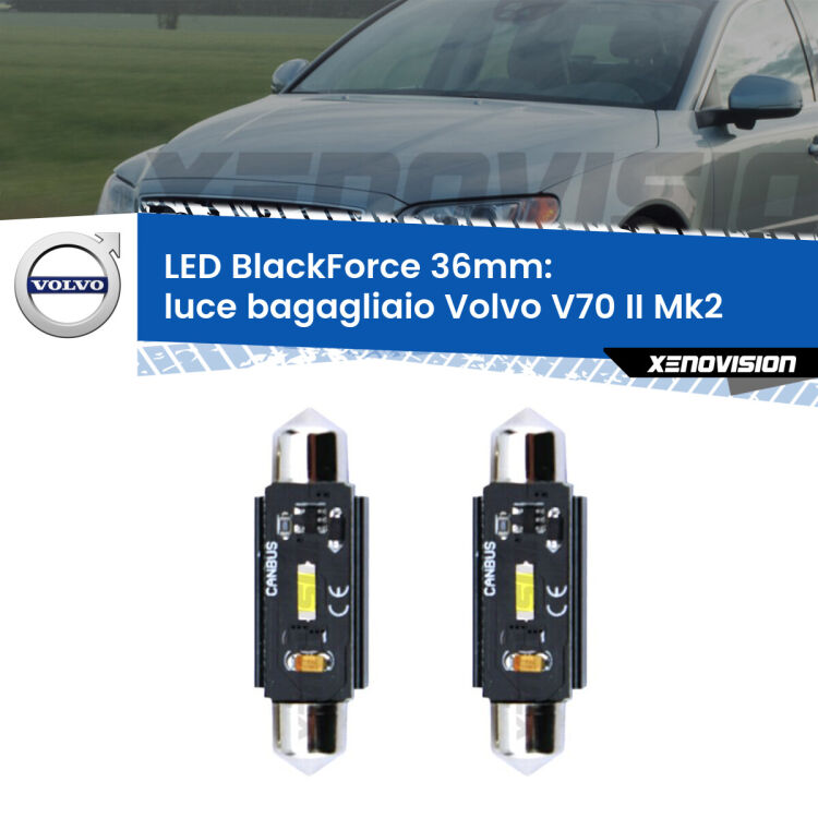 <strong>Luce Bagagliaio LED per Volvo V70 II</strong> Mk2 2000 - 2007. Coppia lampade <strong>C5W</strong> 36mm modello BlackForce canbus.