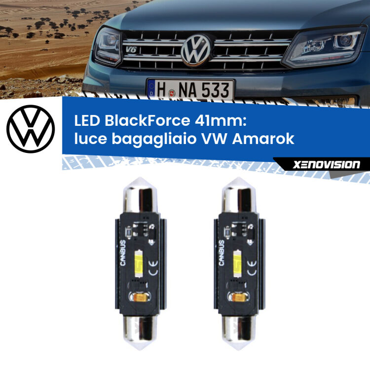 <strong>Luce Bagagliaio LED per VW Amarok</strong>  2010 - 2016. Coppia lampade <strong>C5W</strong> 41mm modello BlackForce canbus.