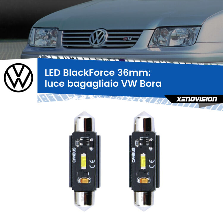 <strong>Luce Bagagliaio LED per VW Bora</strong>  Versione 2. Coppia lampade <strong>C5W</strong> 36mm modello BlackForce canbus.