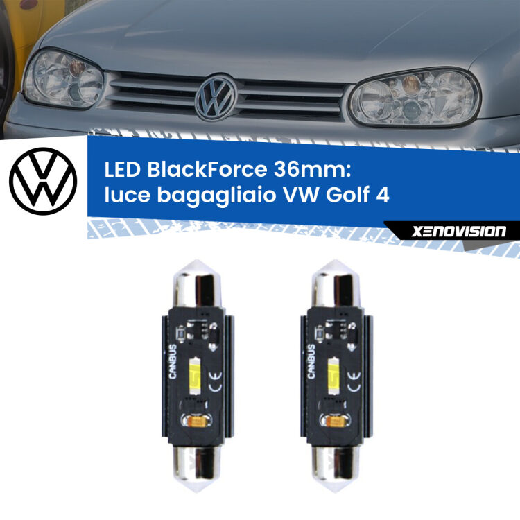 <strong>Luce Bagagliaio LED per VW Golf 4</strong>  Versione 1. Coppia lampade <strong>C5W</strong> 36mm modello BlackForce canbus.