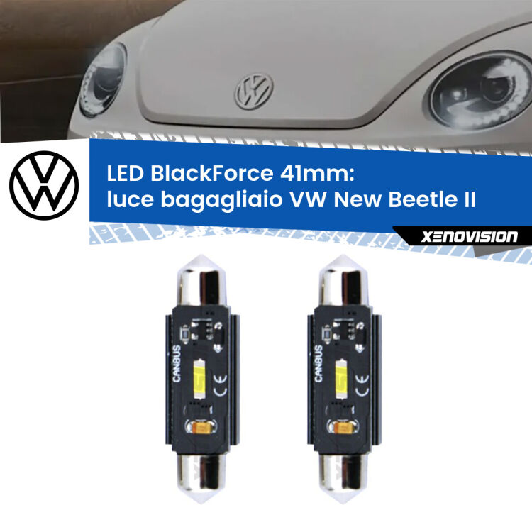 <strong>Luce Bagagliaio LED per VW New Beetle</strong> II 2011 - 2019. Coppia lampade <strong>C5W</strong> 41mm modello BlackForce canbus.