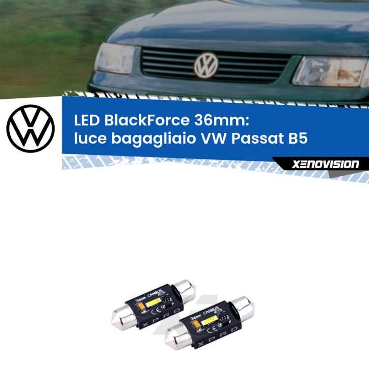 <strong>LED luce bagagliaio 36mm per VW Passat</strong> B5 Versione 1. Coppia lampadine <strong>C5W</strong>modello BlackForce Xenovision.