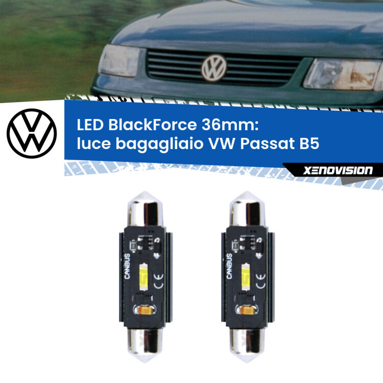 <strong>Luce Bagagliaio LED per VW Passat</strong> B5 Versione 1. Coppia lampade <strong>C5W</strong> 36mm modello BlackForce canbus.