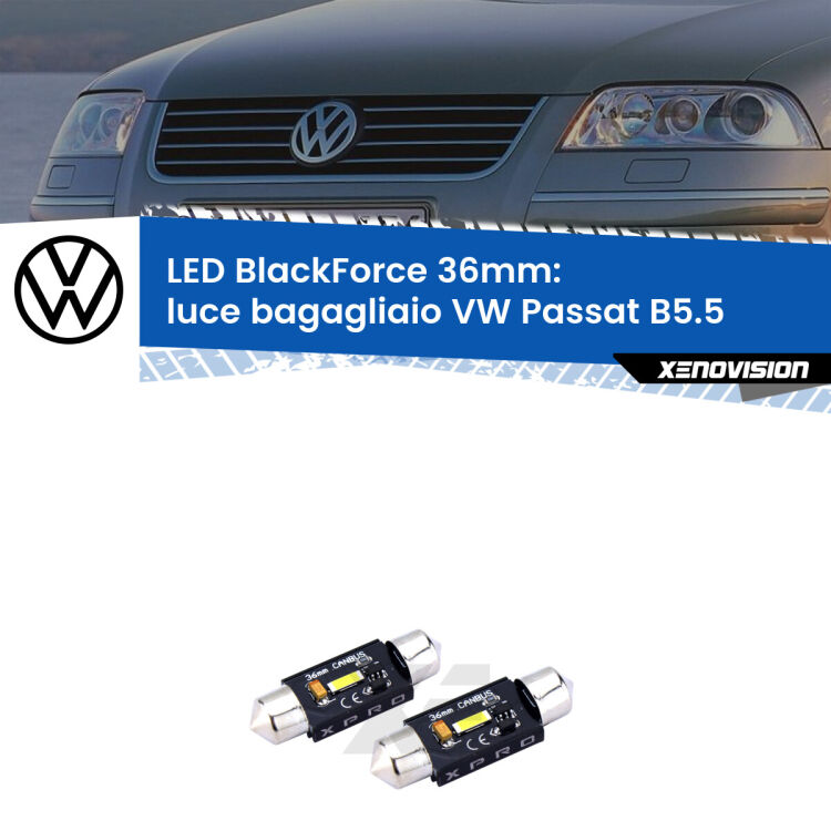 <strong>LED luce bagagliaio 36mm per VW Passat</strong> B5.5 2000 - 2005. Coppia lampadine <strong>C5W</strong>modello BlackForce Xenovision.