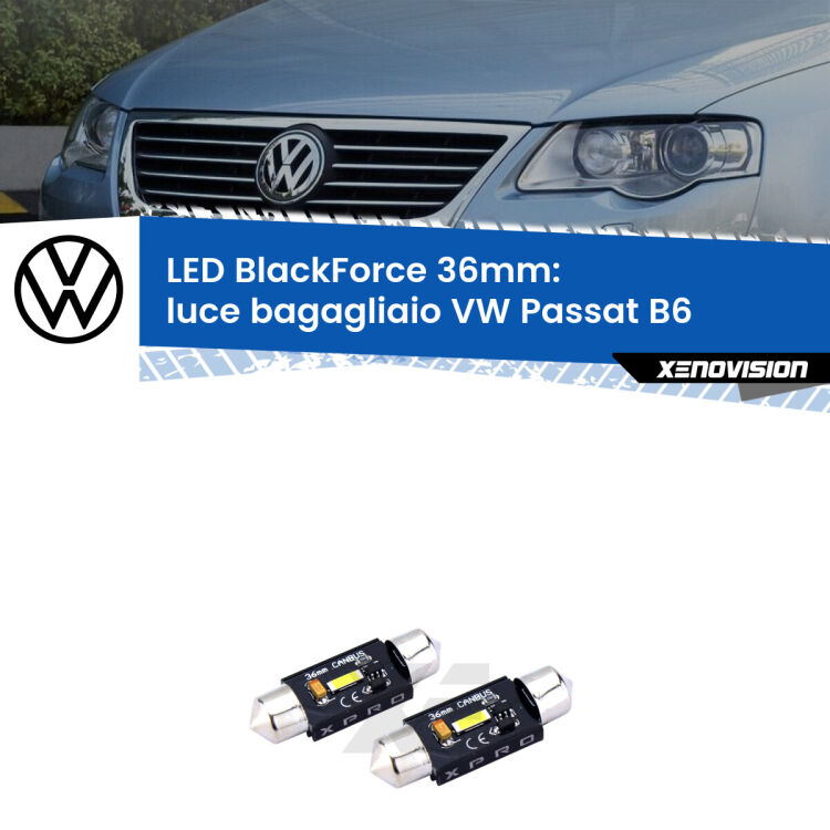 <strong>LED luce bagagliaio 36mm per VW Passat</strong> B6 2005 - 2010. Coppia lampadine <strong>C5W</strong>modello BlackForce Xenovision.