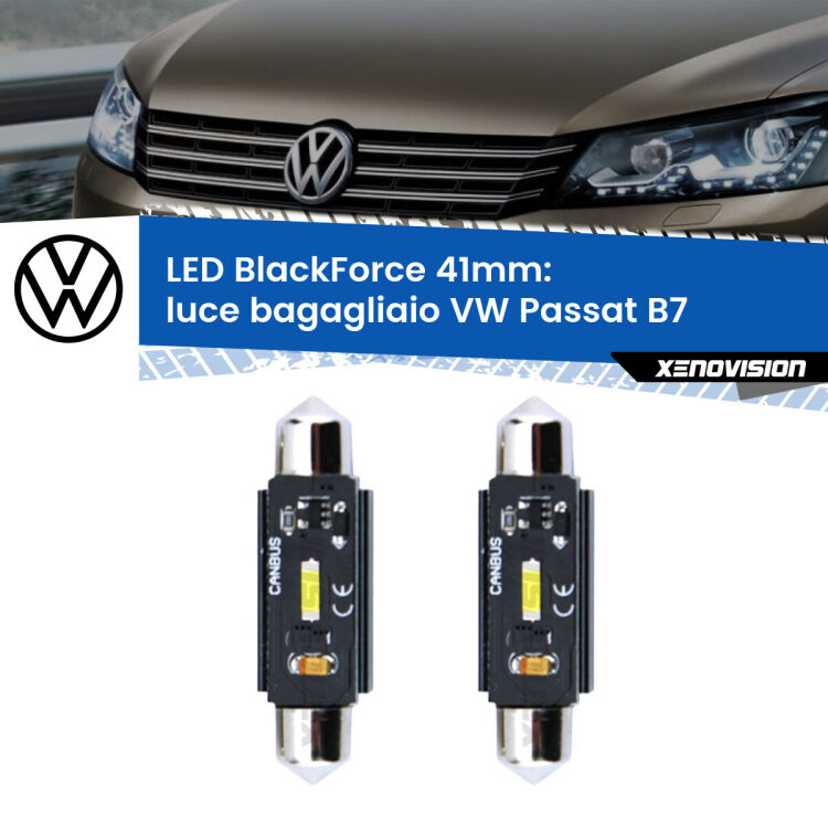 <strong>Luce Bagagliaio LED per VW Passat</strong> B7 2010 - 2014. Coppia lampade <strong>C5W</strong> 41mm modello BlackForce canbus.