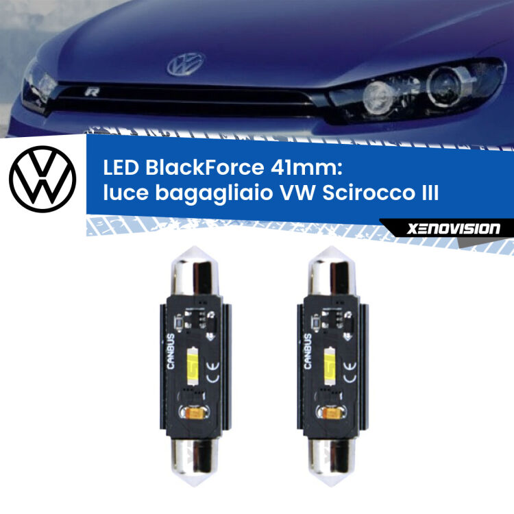 <strong>Luce Bagagliaio LED per VW Scirocco</strong> III 2008 - 2017. Coppia lampade <strong>C5W</strong> 41mm modello BlackForce canbus.