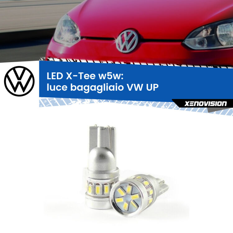 <strong>LED luce bagagliaio per VW UP</strong>  2011 in poi. Lampade <strong>W5W</strong> modello X-Tee Xenovision top di gamma.