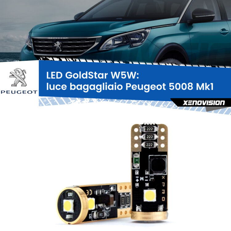 <strong>Luce Bagagliaio LED Peugeot 5008</strong> Mk1 2009 - 2016: ottima luminosità a 360 gradi. Si inseriscono ovunque. Canbus, Top Quality.