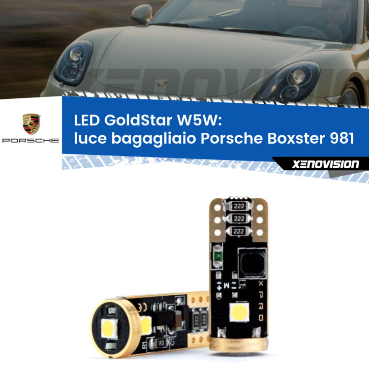 <strong>Luce Bagagliaio LED Porsche Boxster</strong> 981 2012 in poi: ottima luminosità a 360 gradi. Si inseriscono ovunque. Canbus, Top Quality.