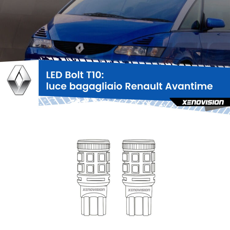 <strong>Luce Bagagliaio LED per Renault Avantime</strong>  2001 - 2003. Coppia lampade <strong>T10</strong> modello Bolt canbus.