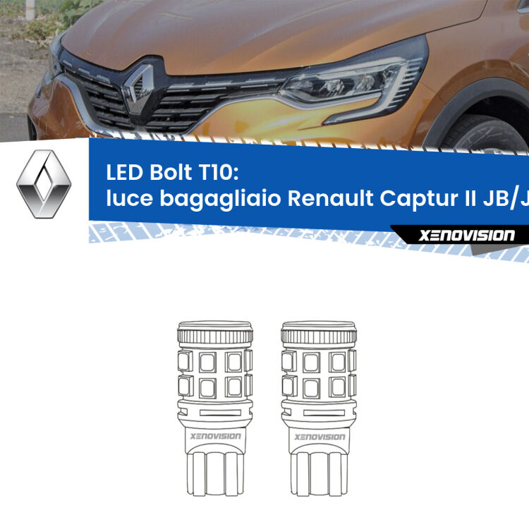 <strong>Luce Bagagliaio LED per Renault Captur II</strong> JB/JE in poi. Coppia lampade <strong>T10</strong> modello Bolt canbus.