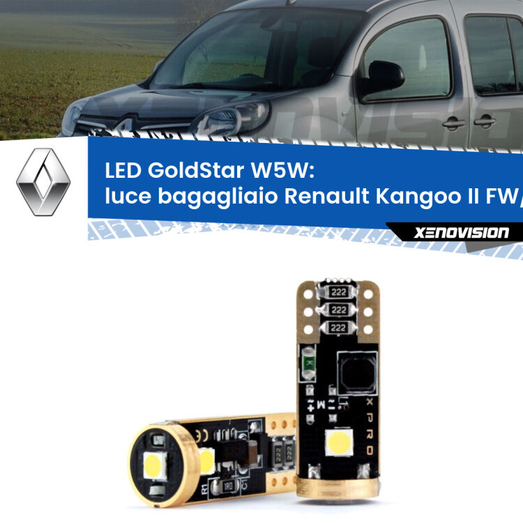 <strong>Luce Bagagliaio LED Renault Kangoo II</strong> FW/KW 2008 in poi: ottima luminosità a 360 gradi. Si inseriscono ovunque. Canbus, Top Quality.