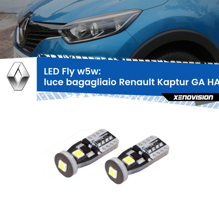 <strong>luce bagagliaio LED per Renault Kaptur GA</strong> HA 2016 - 2018. Coppia lampadine <strong>w5w</strong> Canbus compatte modello Fly Xenovision.