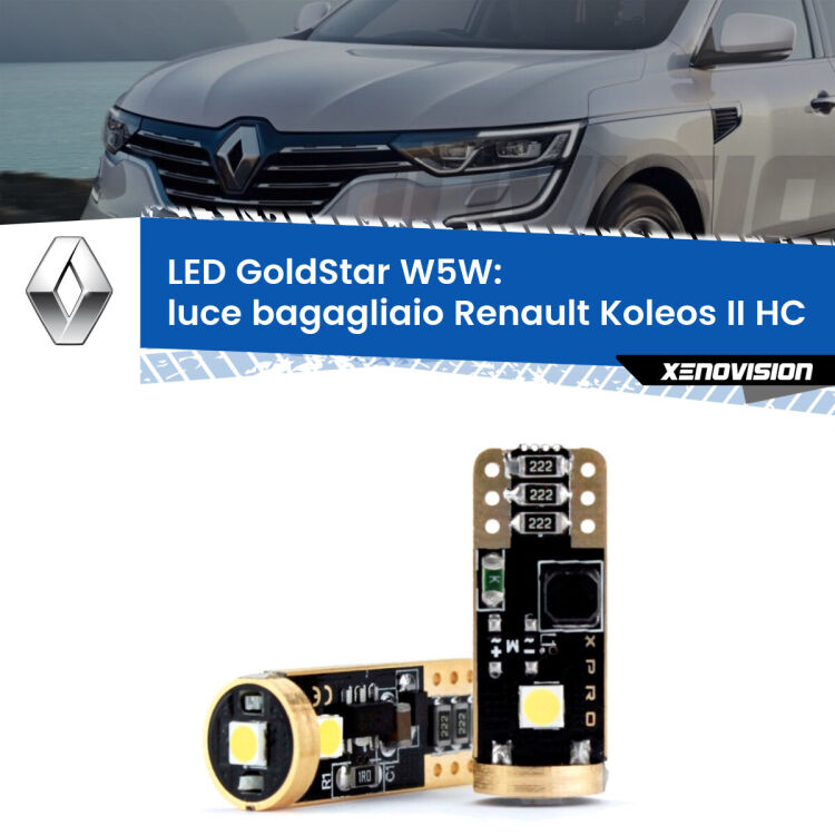 <strong>Luce Bagagliaio LED Renault Koleos II</strong> HC 2016 in poi: ottima luminosità a 360 gradi. Si inseriscono ovunque. Canbus, Top Quality.