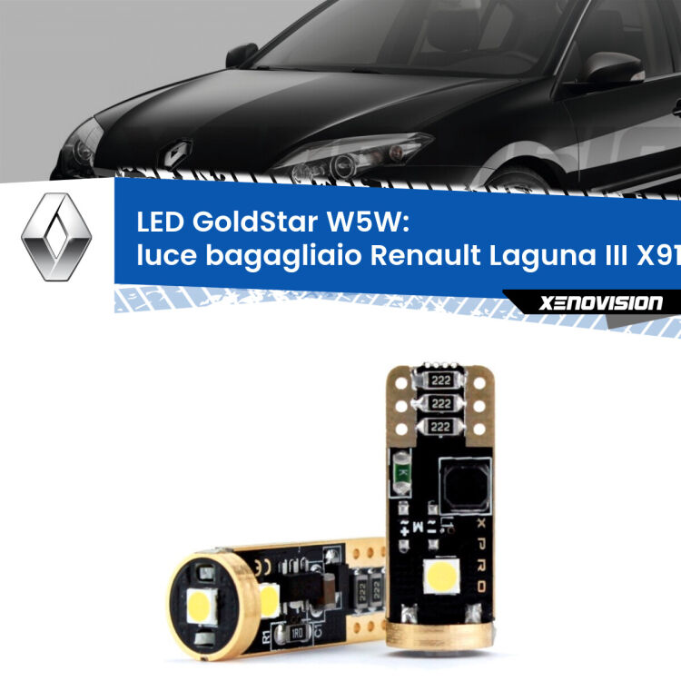 <strong>Luce Bagagliaio LED Renault Laguna III</strong> X91 2007 - 2015: ottima luminosità a 360 gradi. Si inseriscono ovunque. Canbus, Top Quality.