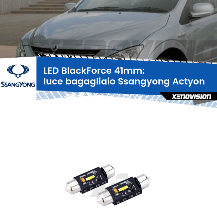 <strong>LED luce bagagliaio 41mm per Ssangyong Actyon</strong>  2006 - 2017. Coppia lampadine <strong>C5W</strong>modello BlackForce Xenovision.