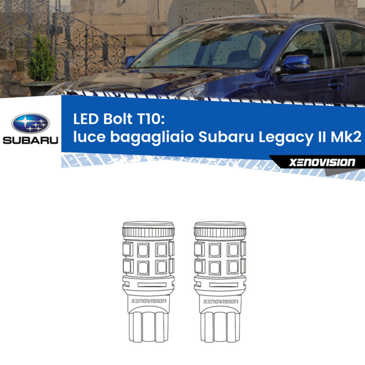 <strong>Luce Bagagliaio LED per Subaru Legacy II</strong> Mk2 1994 - 1999. Coppia lampade <strong>T10</strong> modello Bolt canbus.