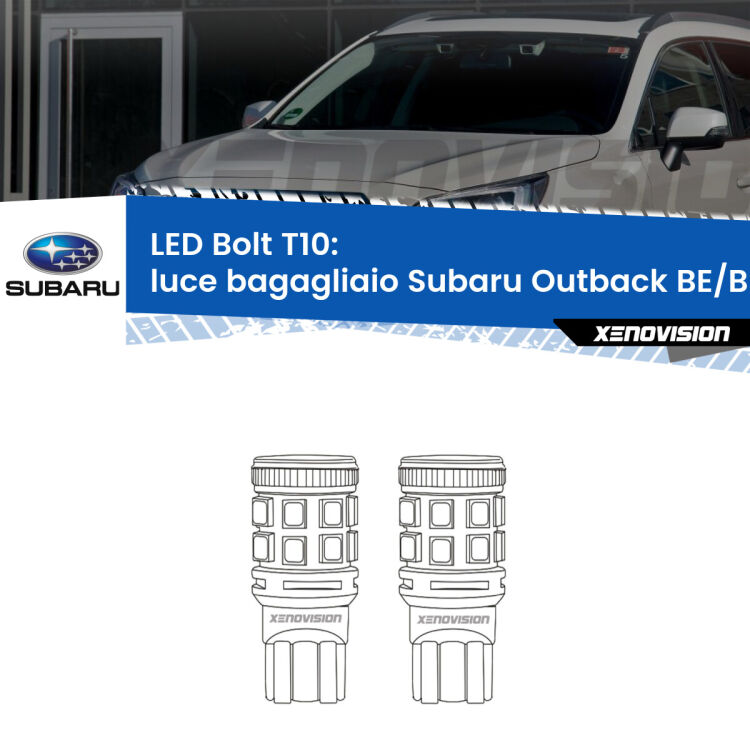 <strong>Luce Bagagliaio LED per Subaru Outback</strong> BE/BH 2000 - 2003. Coppia lampade <strong>T10</strong> modello Bolt canbus.