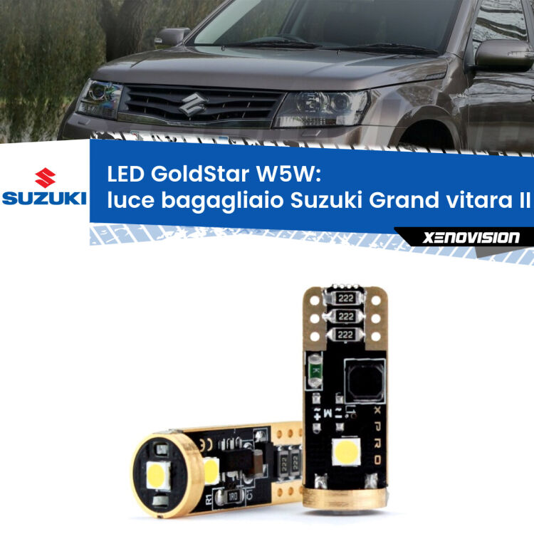 <strong>Luce Bagagliaio LED Suzuki Grand vitara II</strong> JT, TE, TD 2005 - 2015: ottima luminosità a 360 gradi. Si inseriscono ovunque. Canbus, Top Quality.