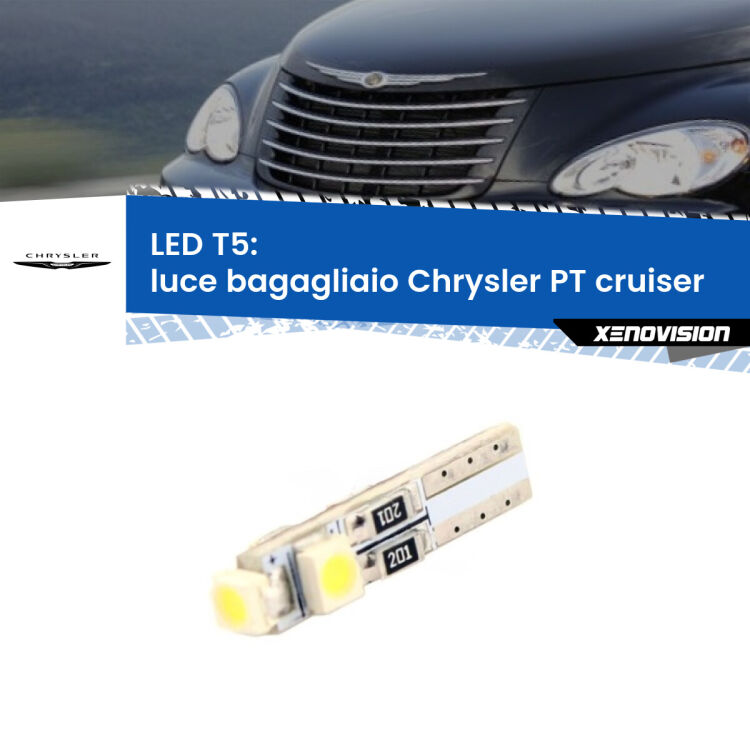 <strong>Luce Bagagliaio LED no-spie per Chrysler PT cruiser</strong>  2000 - 2010. Lampadina <strong>T5</strong> da Xenovision