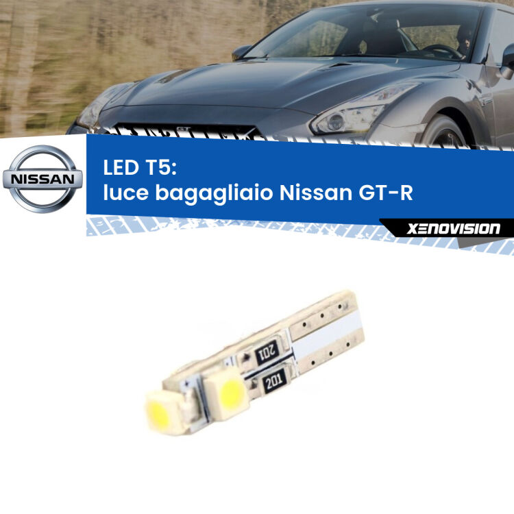 <strong>Luce Bagagliaio LED no-spie per Nissan GT-R</strong>  2007 in poi. Lampadina <strong>T5</strong> da Xenovision