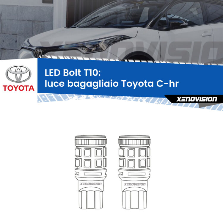 <strong>Luce Bagagliaio LED per Toyota C-hr</strong>  2016 in poi. Coppia lampade <strong>T10</strong> modello Bolt canbus.