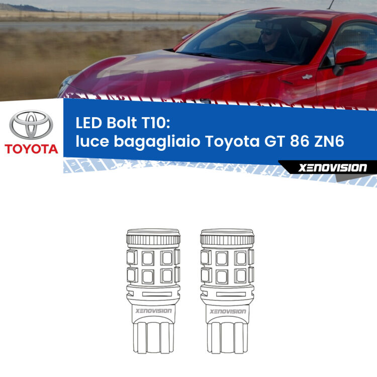 <strong>Luce Bagagliaio LED per Toyota GT 86</strong> ZN6 2012 - 2020. Coppia lampade <strong>T10</strong> modello Bolt canbus.