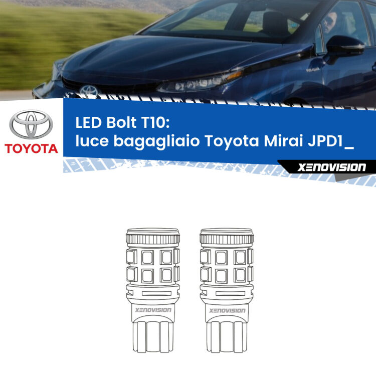 <strong>Luce Bagagliaio LED per Toyota Mirai</strong> JPD1_ 2014 in poi. Coppia lampade <strong>T10</strong> modello Bolt canbus.