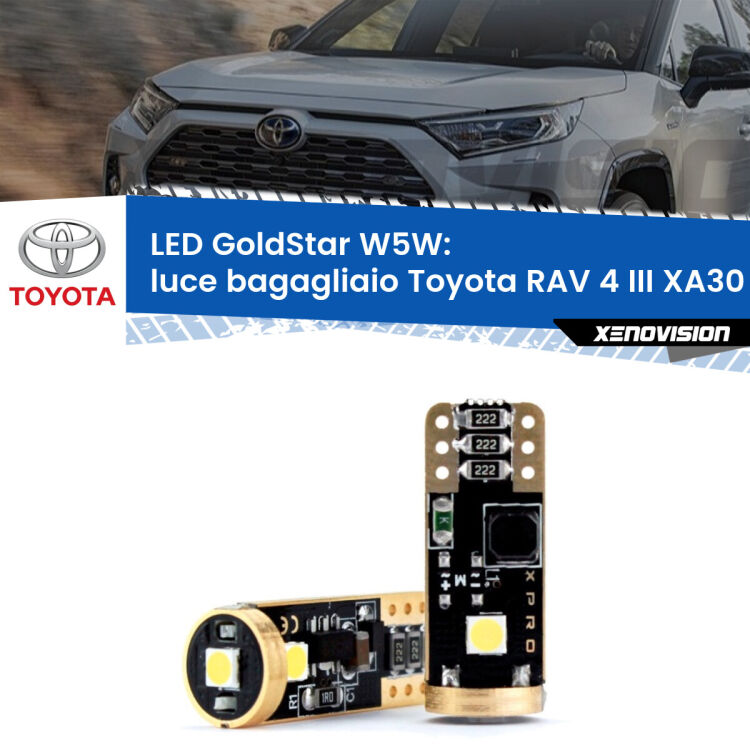 <strong>Luce Bagagliaio LED Toyota RAV 4 III</strong> XA30 2005 - 2014: ottima luminosità a 360 gradi. Si inseriscono ovunque. Canbus, Top Quality.